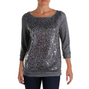COPY - Three Dots Gray Metallic  Sweater Sm